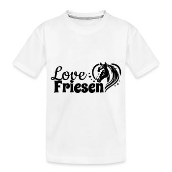 Friesen Love Herz Pferdekopf - Kinder Premium Bio T-Shirt - Weiß - Vorne