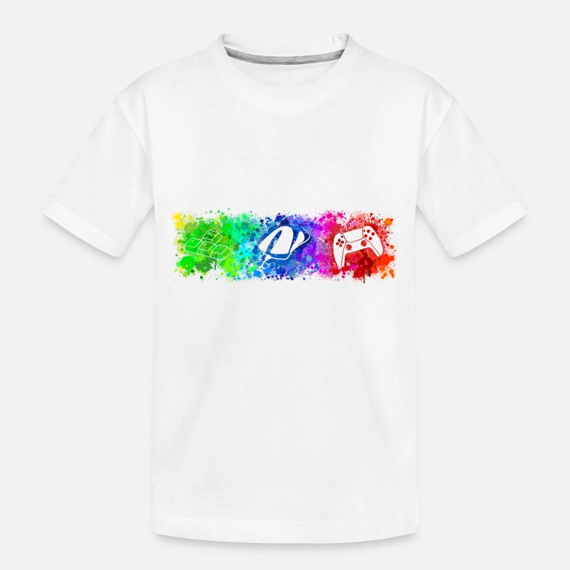 WASD Mouse Controller Rainbow - Kinder Premium Bio T-Shirt - Weiß