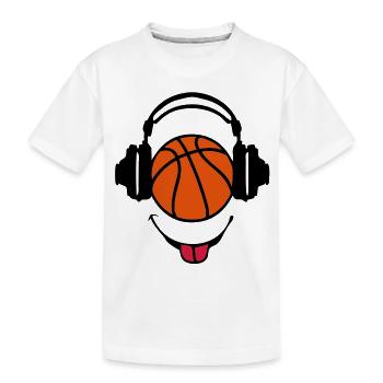 headphones headphones dj basketball smiley1 - Kids' Premium Organic T-Shirt - white - Front