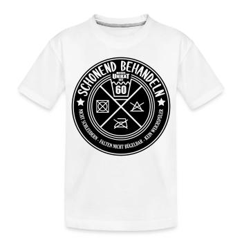 Farben änderbar | Schonend Behandeln 60er Geschenk - Kinder Premium Bio T-Shirt - Weiß - Vorne