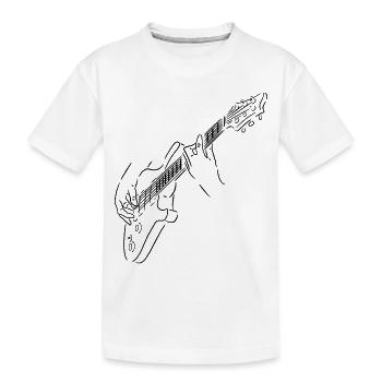Schwarze Silhouette eines Gitarristen. Elektrogitarre - Kinder Premium Bio T-Shirt - Weiß - Vorne
