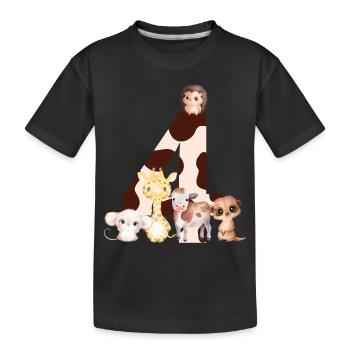 4th anniversary - fourth anniversary animals - Kids' Premium Organic T-Shirt - black - Front