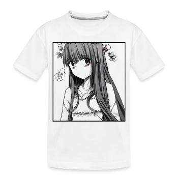 Delicate Flowers: Romantic Anime Girl with Flower - Kids' Premium Organic T-Shirt - white - Front
