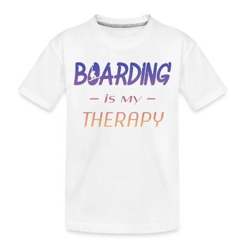 boarding is my therapy - Kinder Premium Bio T-Shirt - Weiß - Vorne