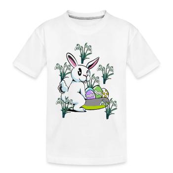Fleurs de perce-neige de printemps Lapin de Pâques - T-shirt bio Premium Enfant - blanc - Devant
