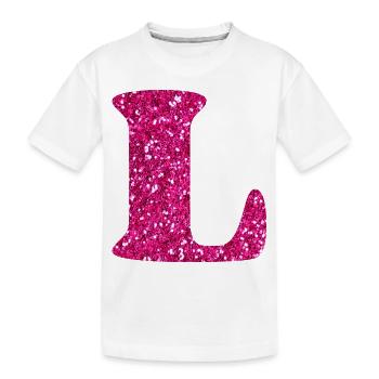 Lettre l rose pailleté - T-shirt bio Premium Enfant - blanc - Devant