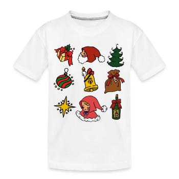 süße Weihnachten mit Christkind, Santa, Tannenbaum - Kinder Premium Bio T-Shirt - Weiß - Vorne