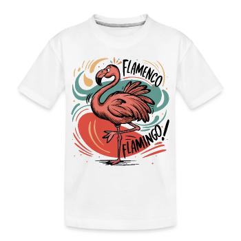 Flamenco-Flamingo - Kinder Premium Bio T-Shirt - Weiß - Vorne
