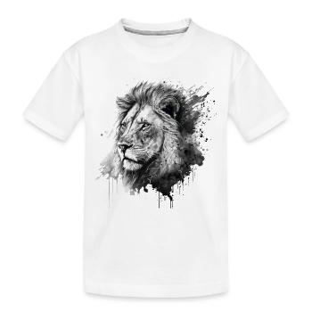 Löwe Löwenkopf Raubtier Gezeichnet Aquarell Kunst - Kinder Premium Bio T-Shirt - Weiß - Vorne