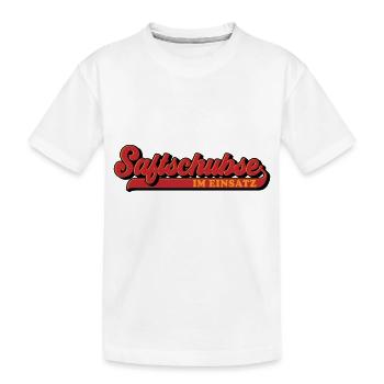 Farben änderbar | Saftschubse im Einsatz - Kinder Premium Bio T-Shirt - Weiß - Vorne