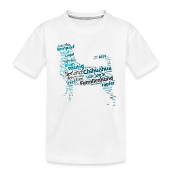 Nom du personnage Chihuahua Nuage de mots - T-shirt bio Premium Enfant - blanc - Devant