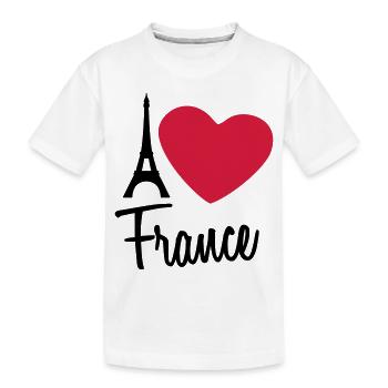 I Love France Eiffel Tower Paris - Kinder Premium Bio T-Shirt - Weiß - Vorne