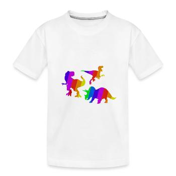 T-Rex Regenbogen Dino Tyrannosaurus Triceratops - Kinder Premium Bio T-Shirt - Weiß - Vorne