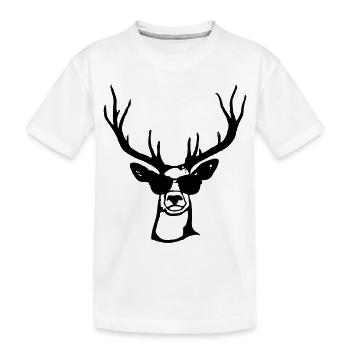 Hirsch mit Sonnenbrille Tracht Lustig und Cool - Kinder Premium Bio T-Shirt - Weiß - Vorne