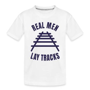 De vrais gars posent des rails de voies - T-shirt bio Premium Enfant - blanc - Devant