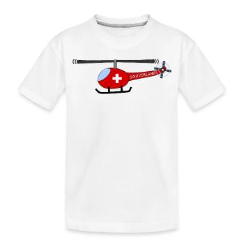 Helicopter Switzerland Flag Children - Kids' Premium Organic T-Shirt - white - Front