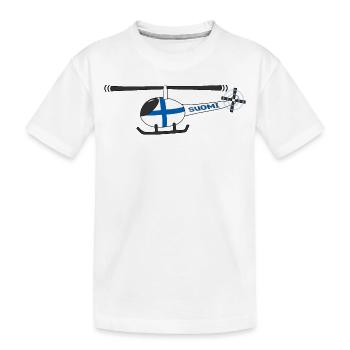 Finland Flag Helicopter Kids - Kids' Premium Organic T-Shirt - white - Front