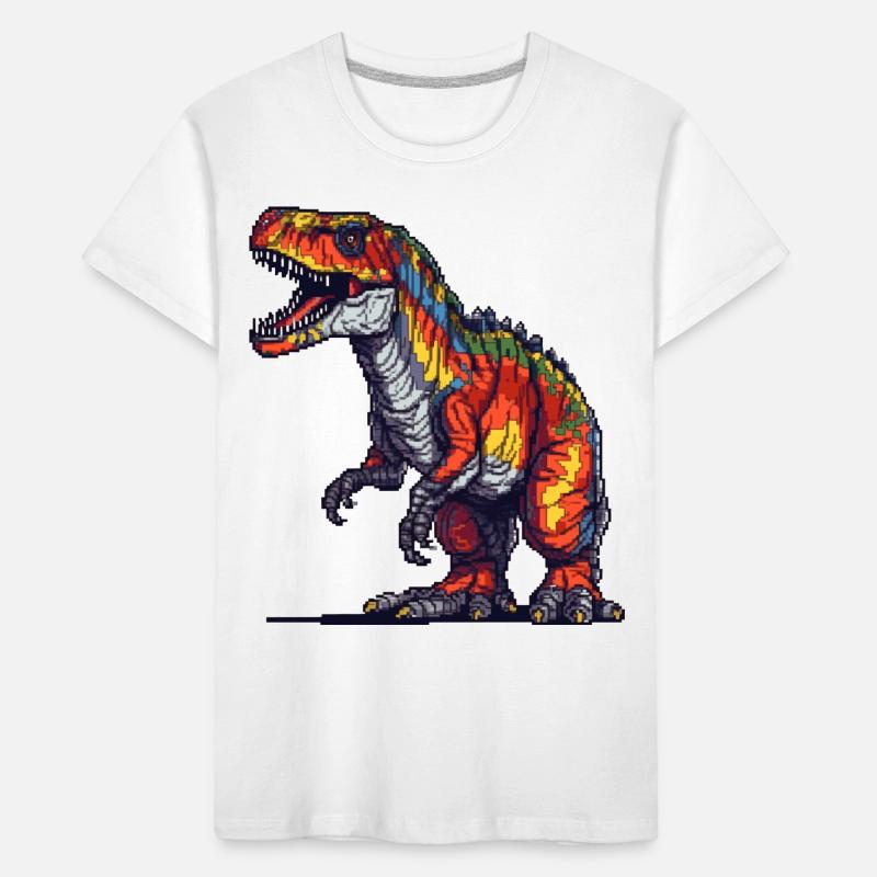 Dino in Retro Pixel Grafik 8-Bit oder 16-Bit Kinder Premium Bio T-Shirt