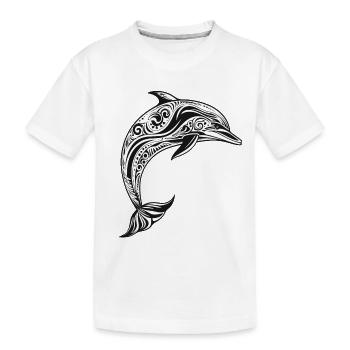Dauphin avec des motifs Maori - T-shirt bio Premium Enfant - blanc - Devant