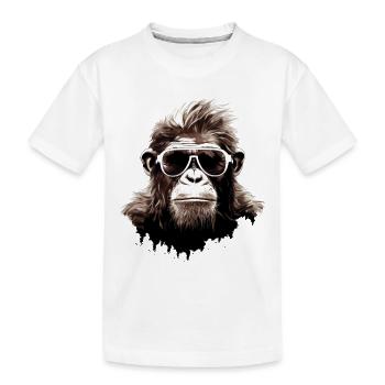 Affe Sonnenbrille Cool Schimpanse Gorilla Kunst - Kinder Premium Bio T-Shirt - Weiß - Vorne