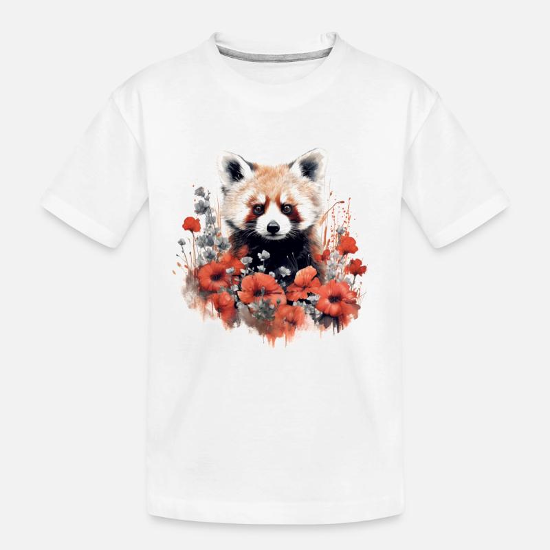 Roter Panda - Kinder Premium Bio T-Shirt - Weiß
