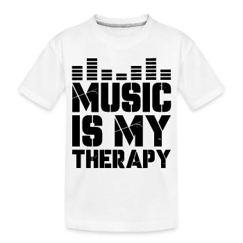 music is my therapy - Kids' Premium Organic T-Shirt - white - Front