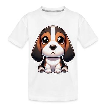 Digital illustration of cute Basset Hound - Kids' Premium Organic T-Shirt - white - Front