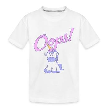 Unicorn Oops! - Kids' Premium Organic T-Shirt - white - Front