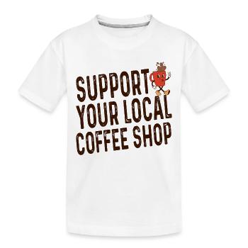 Unterstützen Sie Ihr lokales Café, Coffee Addict - Kinder Premium Bio T-Shirt - Weiß - Vorne