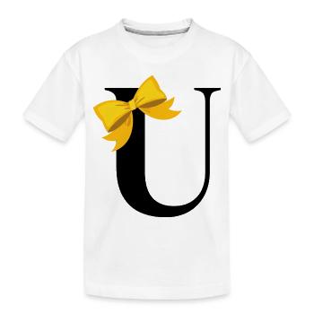 Letter u yellow bow - Kids' Premium Organic T-Shirt - white - Front