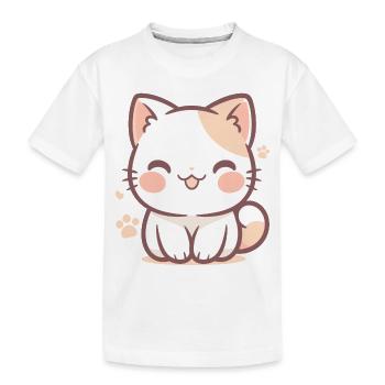 Un chaton chibi souriant - T-shirt bio Premium Enfant - blanc - Devant