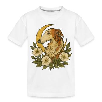 Elegant Borzoi Among Wild Blooms – Vintage Floral - Kids' Premium Organic T-Shirt - white - Front