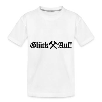 Farbe änderbar Glueck auf Glück Auf! Schriftzug - Kinder Premium Bio T-Shirt - Weiß - Vorne