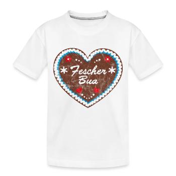 Lebkuchenherz "Fescher Bua" - Kinder Premium Bio T-Shirt - Weiß - Vorne