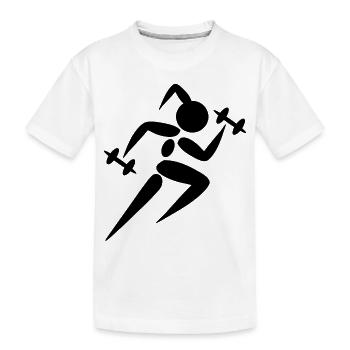 Woman dumbbell dumbbell workout GYM - Kids' Premium Organic T-Shirt - white - Front