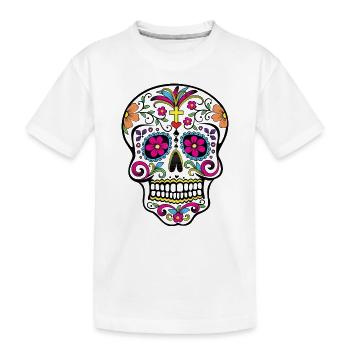 Dia de los Muertos skull - Kids' Premium Organic T-Shirt - white - Front