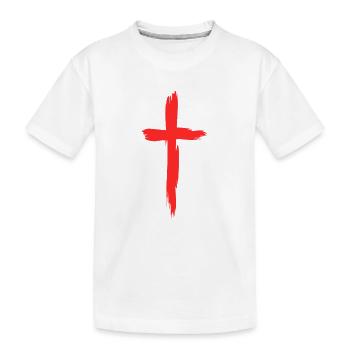 Kreuz Christentum Religion Rot - Kinder Premium Bio T-Shirt - Weiß - Vorne