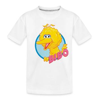 Sesamstraße Bibo Portrait - Kinder Premium Bio T-Shirt - Weiß - Vorne