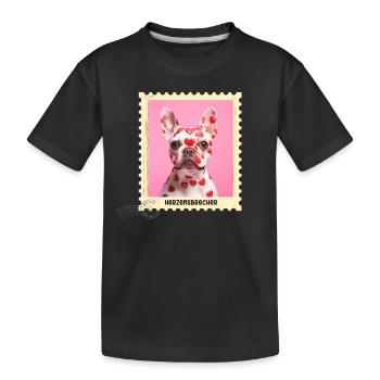 Heartbreaker - Bouledogue français avec des cœurs - T-shirt bio Premium Enfant - noir - Devant