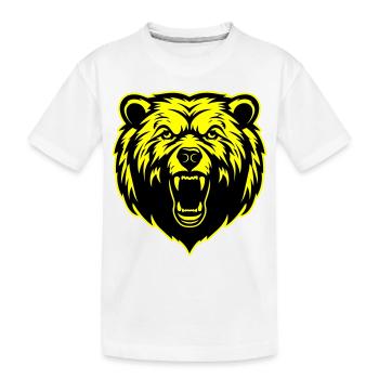 Grizzly Bär Kopf - Kinder Premium Bio T-Shirt - Weiß - Vorne