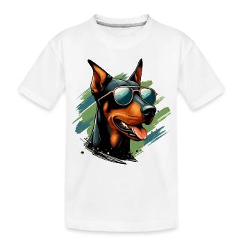 Dobermann Das Modell - Kinder Premium Bio T-Shirt - Weiß - Vorne