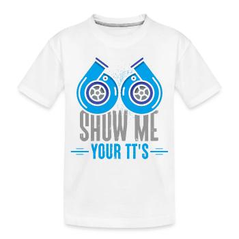 Zeig Mir Deine T T's Funny Twin Turbo Car Racing - Kinder Premium Bio T-Shirt - Weiß - Vorne