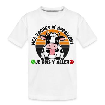 Mes vaches m' appellent humour agriculteur cadeau - T-shirt bio Premium Enfant - blanc - Devant