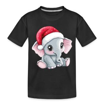 Elephant Christmas Cute Cute Christmassy - Kids' Premium Organic T-Shirt - black - Front