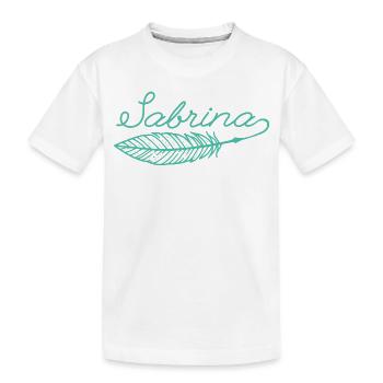 Sabrina Name Federschrift - Kinder Premium Bio T-Shirt - Weiß - Vorne