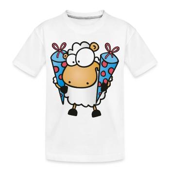 Schulanfang und Zuckertüte Schaf - Kinder Premium Bio T-Shirt - Weiß - Vorne