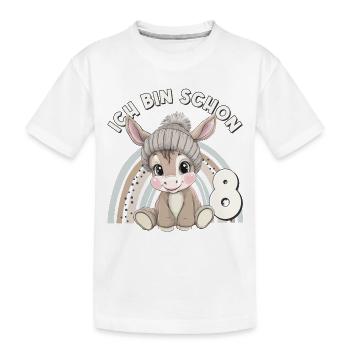 8. Geburtstag Esel Regenbogen Süß Niedlich - Kinder Premium Bio T-Shirt - Weiß - Vorne