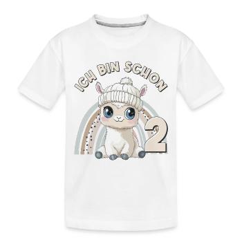 2. Geburtstag Alpaka Lama Regenbogen Süß Niedlich - Kinder Premium Bio T-Shirt - Weiß - Vorne