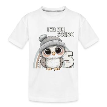 5th Birthday Owl Rainbow Cute Cute - Kids' Premium Organic T-Shirt - white - Front
