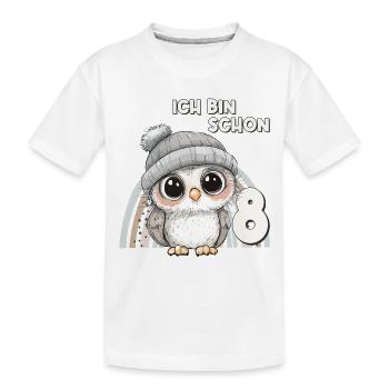 8th Birthday Owl Rainbow Cute Cute - Kids' Premium Organic T-Shirt - white - Front